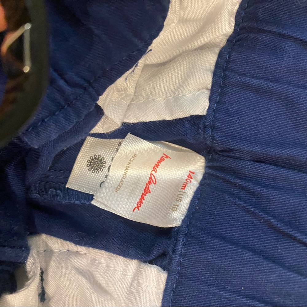 Hanna Anderson size 10 elastic waistband Kids Blue Chino Pants - Picture 2 of 2